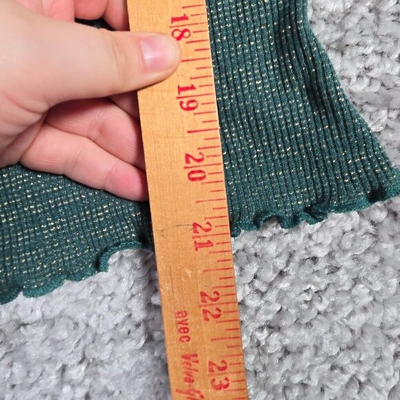 Intimately Free People Women Top Size Large Green Metallic Boho Flare Sleeve - Picture 9 of 12